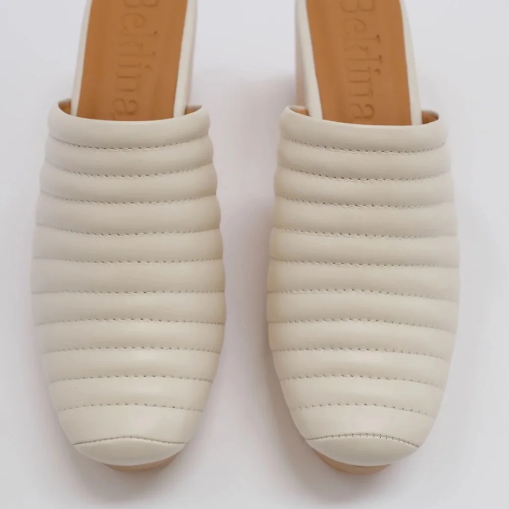 Beklina Ribbed Clog In Off White - Picture 4 of 8